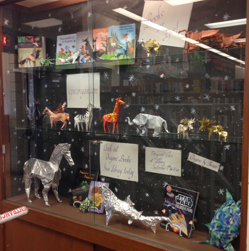 Picture of Origami Sculptures at Library